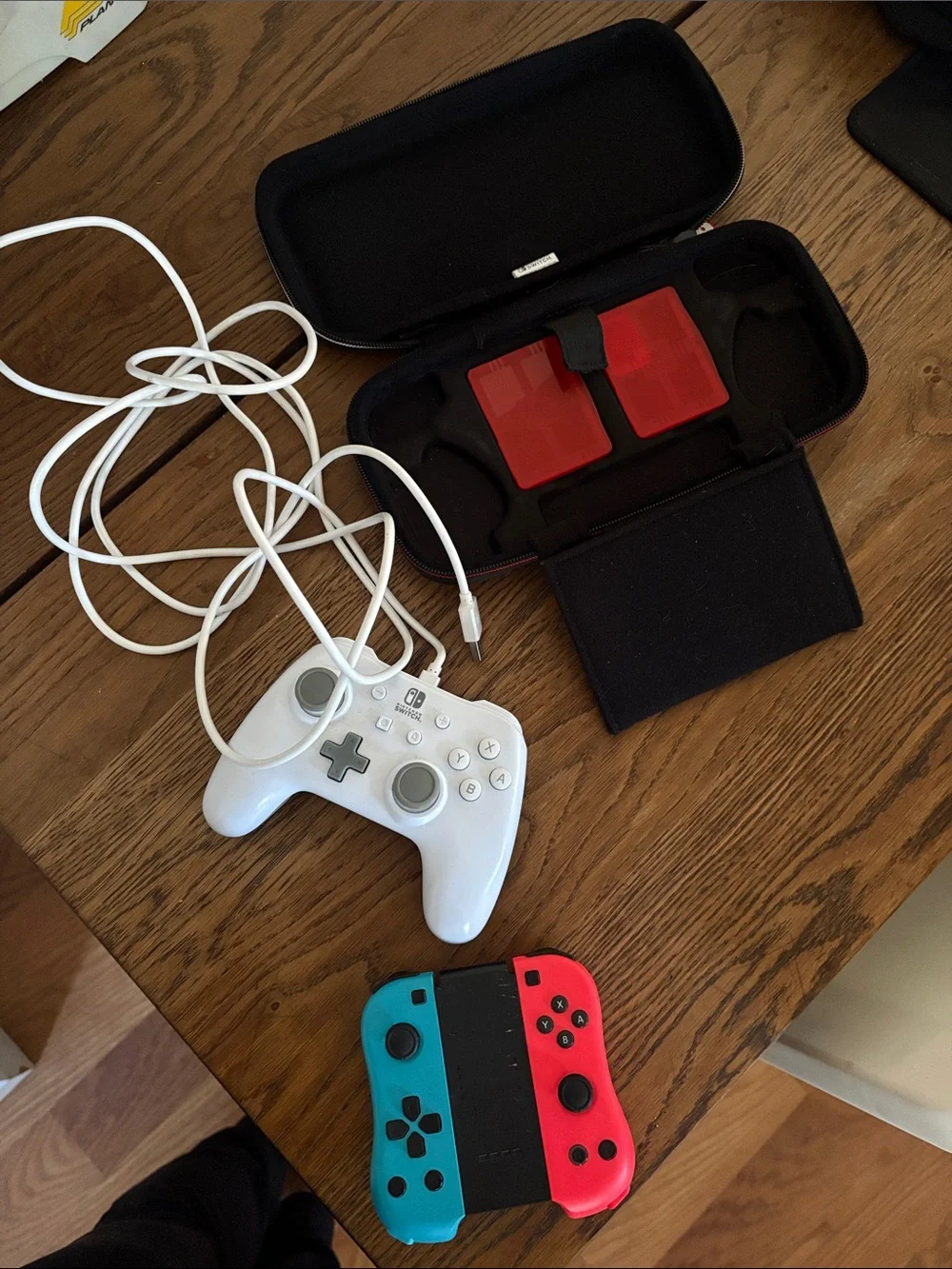 Nintendo Neon Blue & Neon Red Joy-Con Pair with White Wired Pro Controller